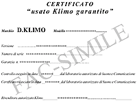Certificato Usato Klimo